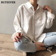 Load image into Gallery viewer, BGTEEVER Minimalist Loose White Shirts for Women Turn-down Collar Solid Female Shirts Tops 2020 Spring Summer Blouses