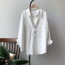 Load image into Gallery viewer, BGTEEVER Minimalist Loose White Shirts for Women Turn-down Collar Solid Female Shirts Tops 2020 Spring Summer Blouses