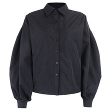 Load image into Gallery viewer, Hot sale 2021 Autumn New women blouses Lantern Sleeves lapel Streetwear fashion Casual wild Loose Slim button simple Solid shirt
