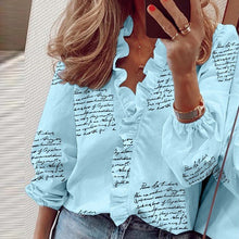 Load image into Gallery viewer, Elegant New Daisy Pineapple Print Ruffle blouse shirts Office Lady 2020 Summer Short Sleeve Slim Blouses women Sexy V-neck tops
