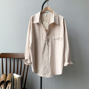 BGTEEVER Minimalist Loose White Shirts for Women Turn-down Collar Solid Female Shirts Tops 2020 Spring Summer Blouses