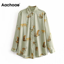 Load image into Gallery viewer, Aachoae Leopard Stylish Shirt Women Turn Down Collar Office Fashion Female Blouse Long Sleeve Plus Size Lady Tops Blusa Feminina
