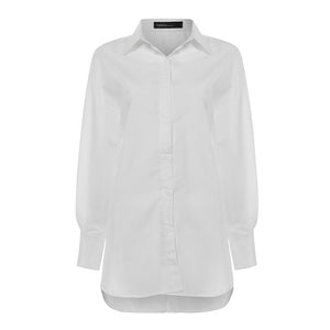 Celmia Women Blouses 2021 Autumn White Shirts Fashion Lapel Casual Solid Long Sleeve Buttons Asymmetrical Tops Oversized Blusas